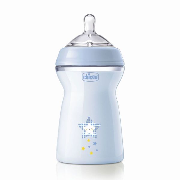 Blue Chicco Natural Feeling Bottle Fast Flow 330 ml (6+ Months)