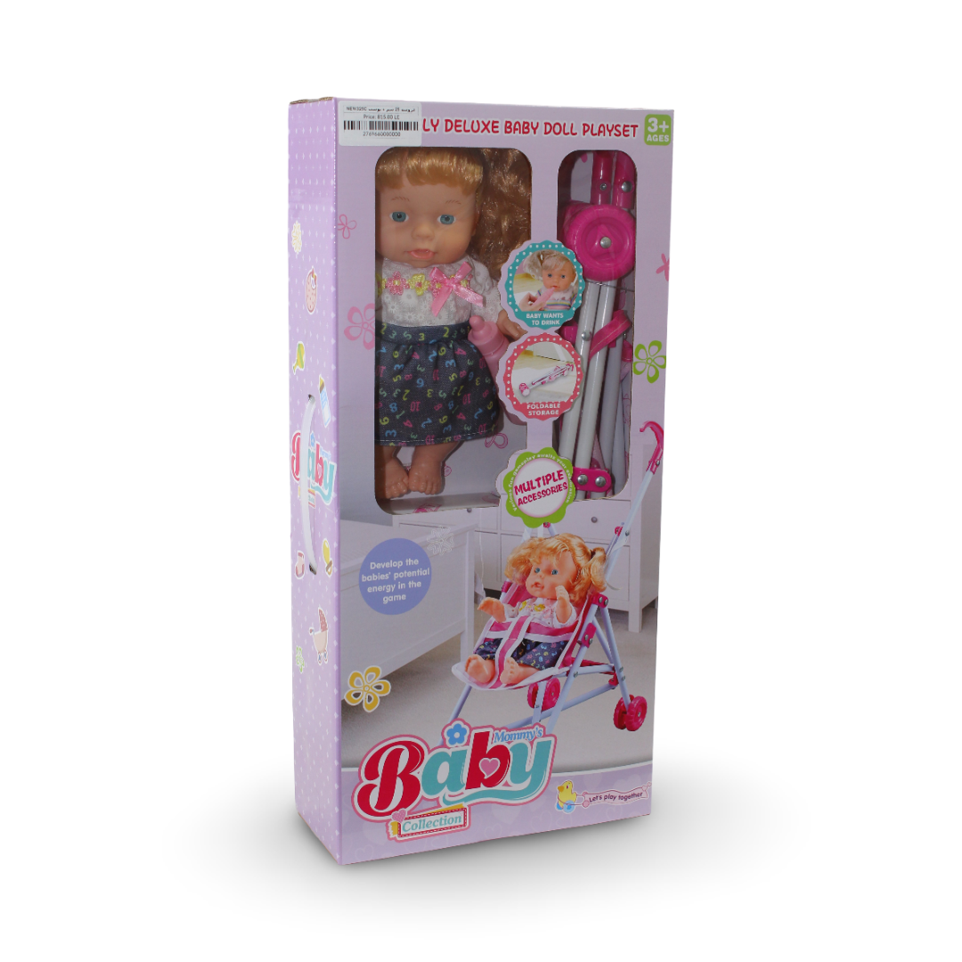 Baby Collection Deluxe Baby Doll with Stroller Playset