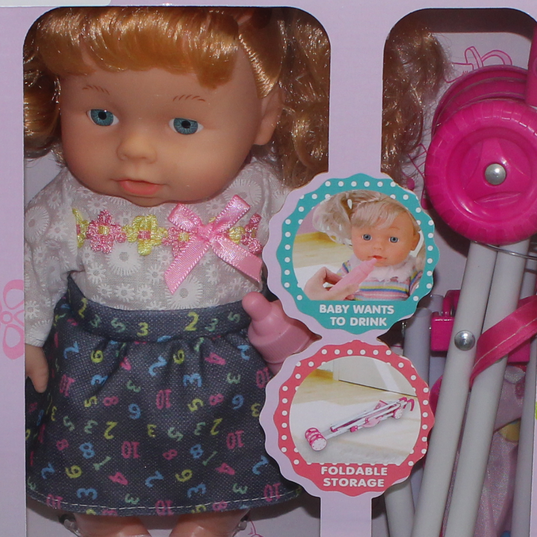 Baby Collection Deluxe Baby Doll with Stroller Playset