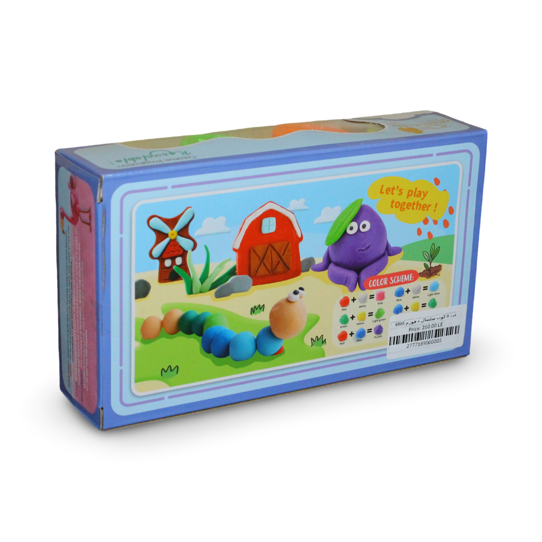Color Dough Playset – 8 Dough Cups with Molds