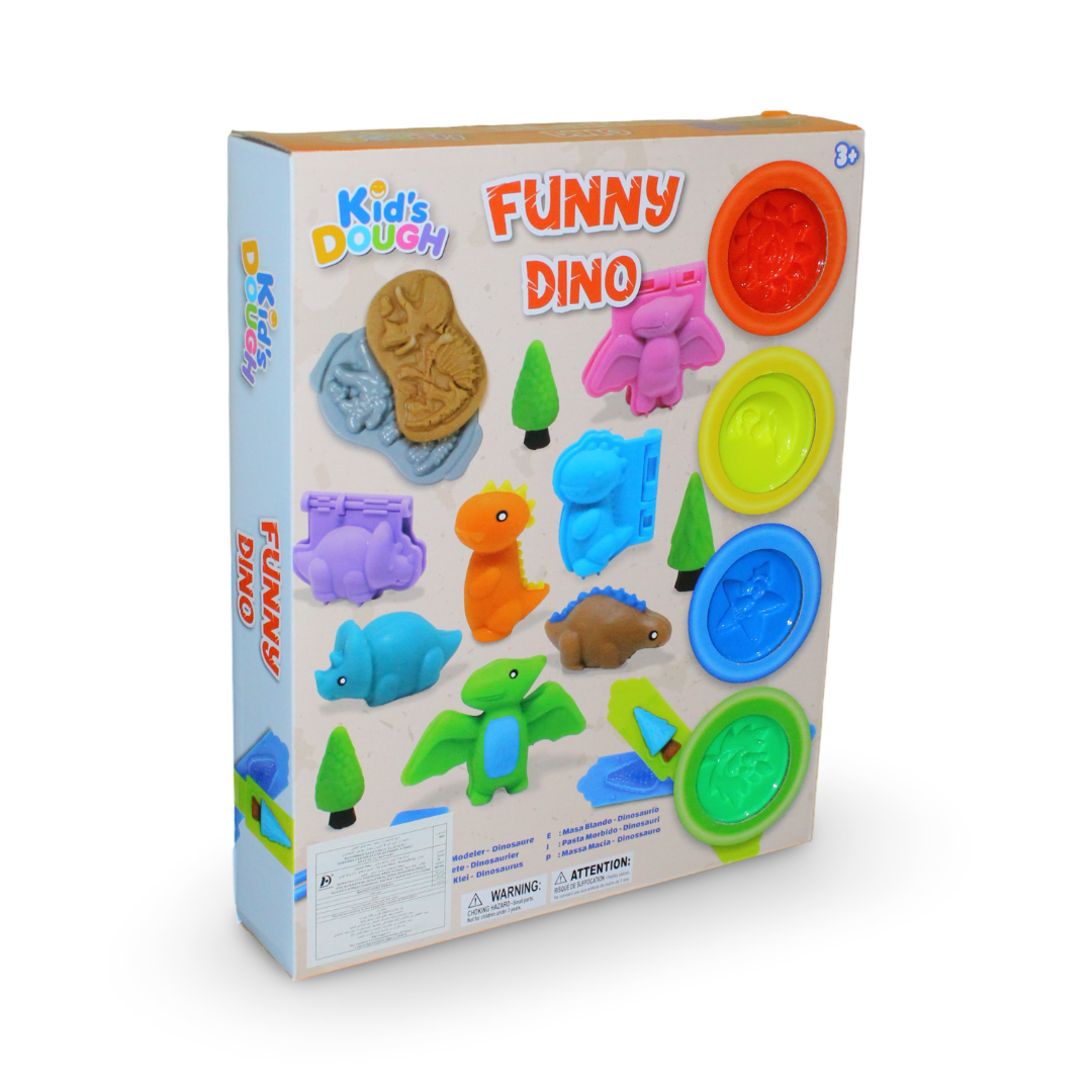 Funny Dino Dough Play Set with 4 Dough Cups - Toys - OKO