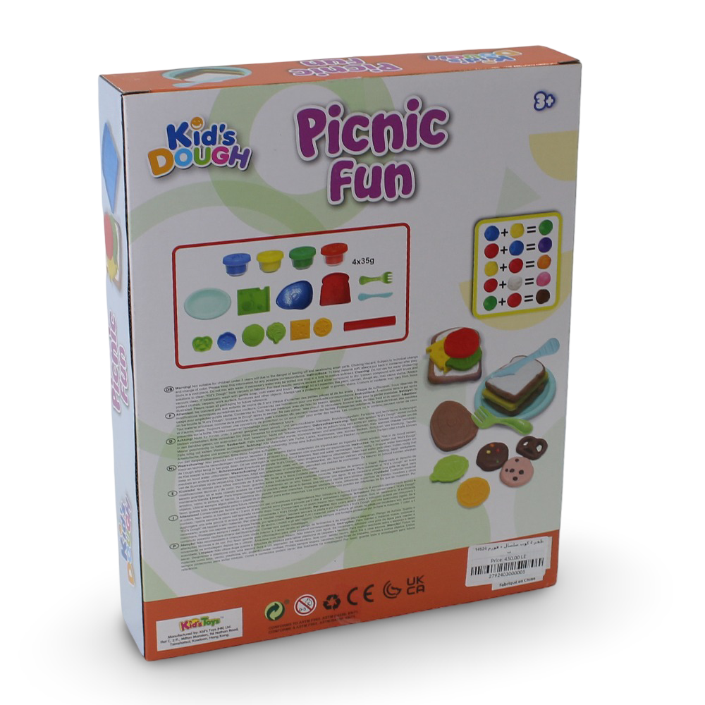 Kids Dough Picnic Fun Play Set – 4 Dough Cups with Toast Molds