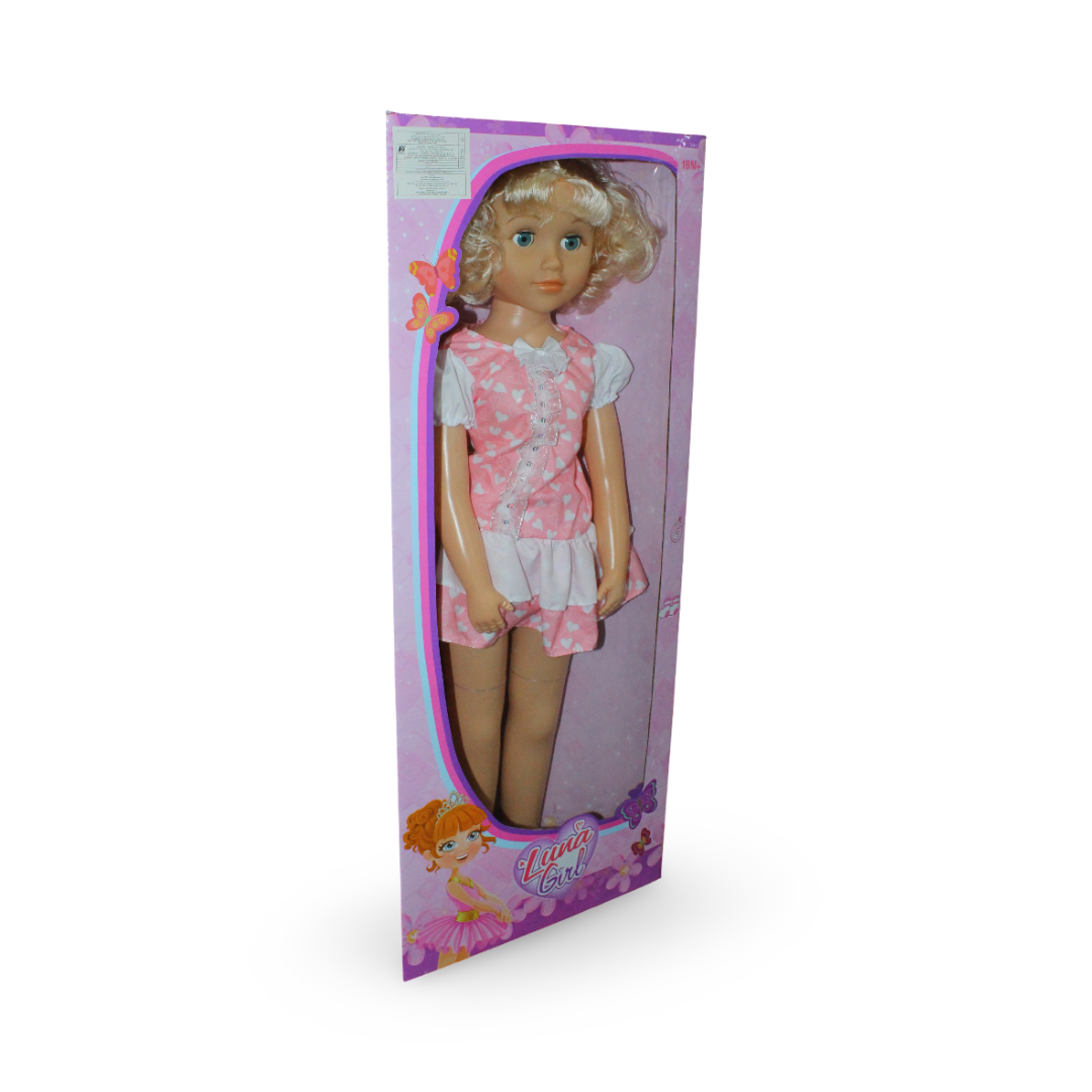 Laura Girl Fashion Doll – 70 cm with Pink & White Dress - Toys - OKO