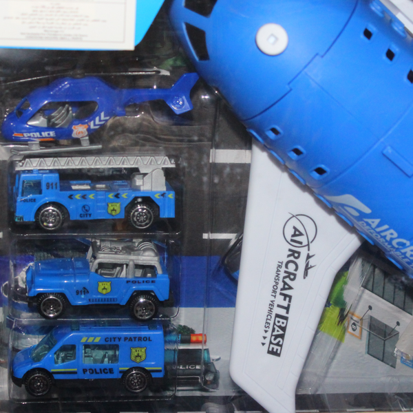 Police Aircraft Transport Playset – Blue