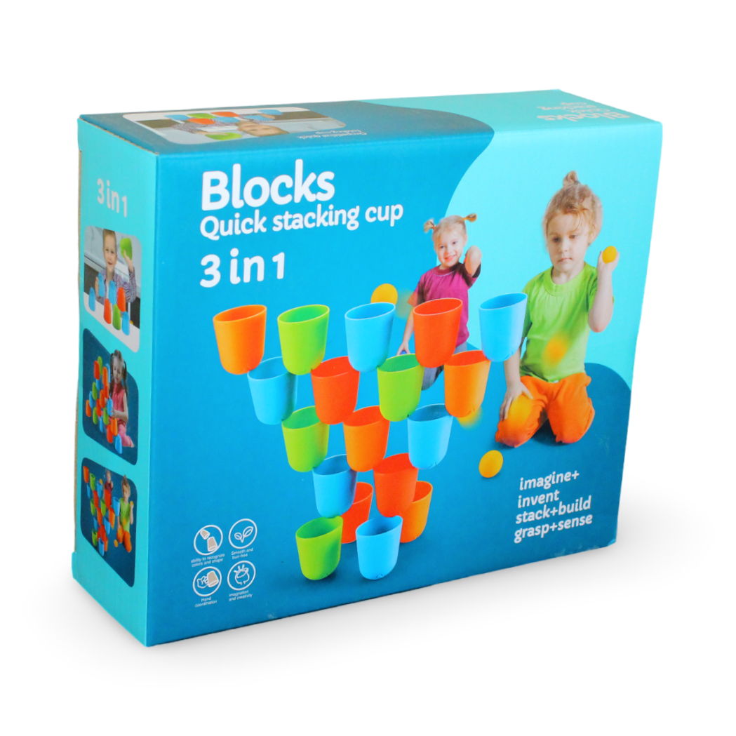 Stacking Cups Educational Playset – 22 Pieces - Toys - OKO
