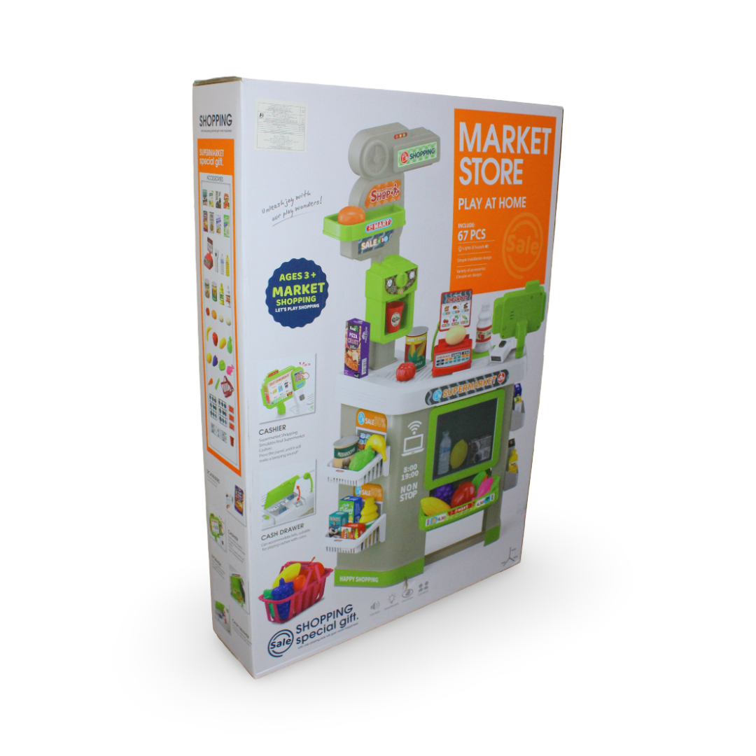 Kids Supermarket Playset with Cash Register, Light & Sound - Toys - OKO