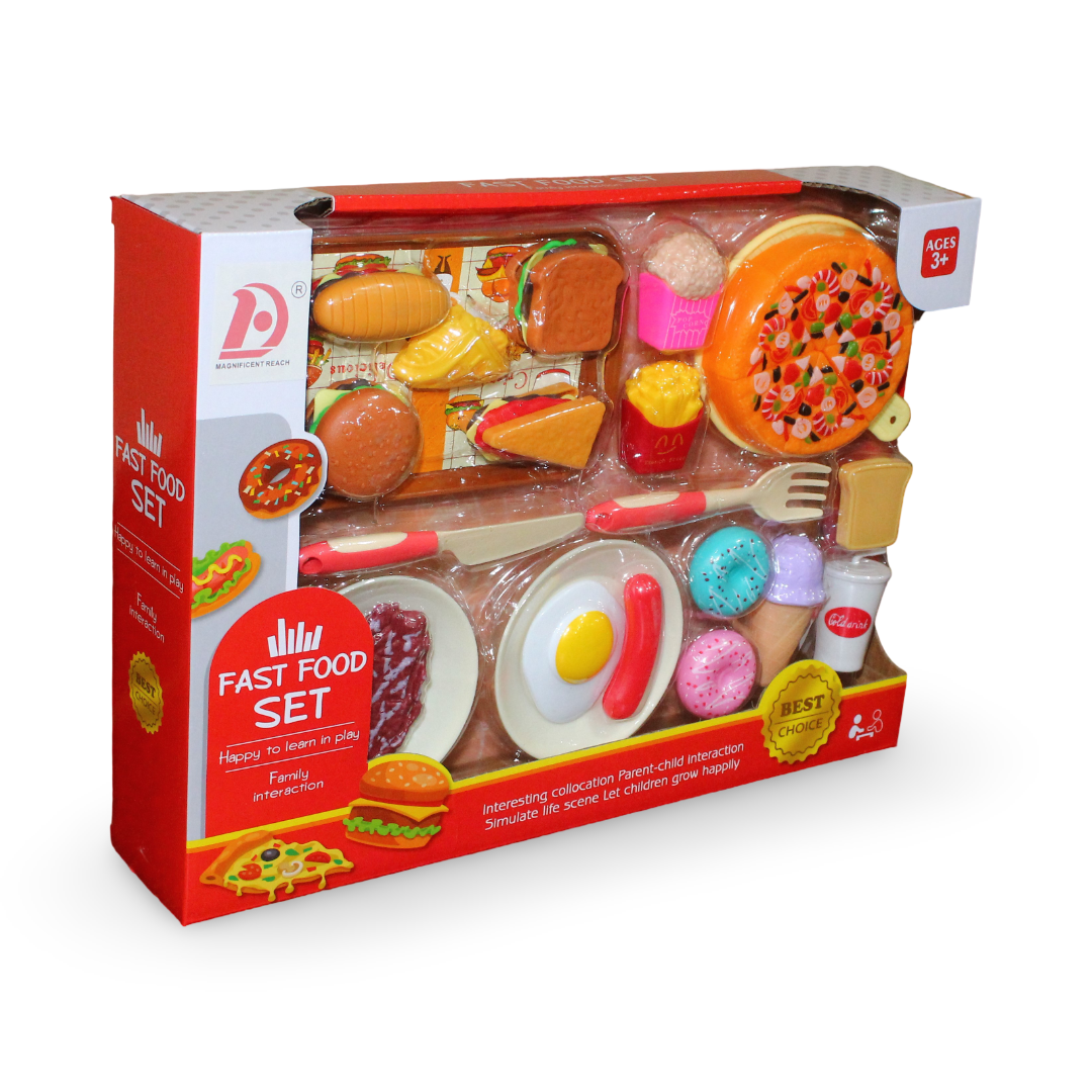 Fast Food Pizza & Donut Play Food Set - Toys - OKO