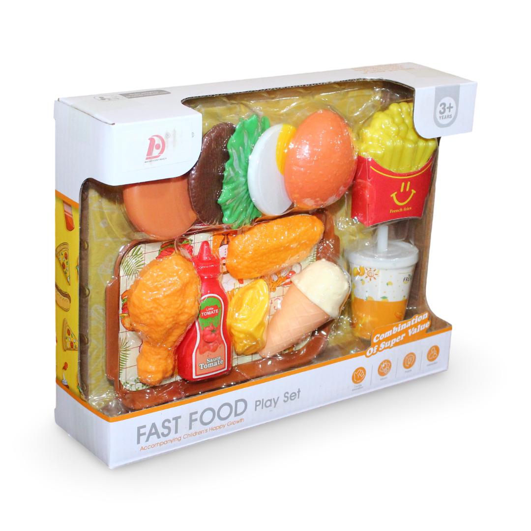 Fast Food Play Set – Burger & Happy Meal Set (13 Pieces)