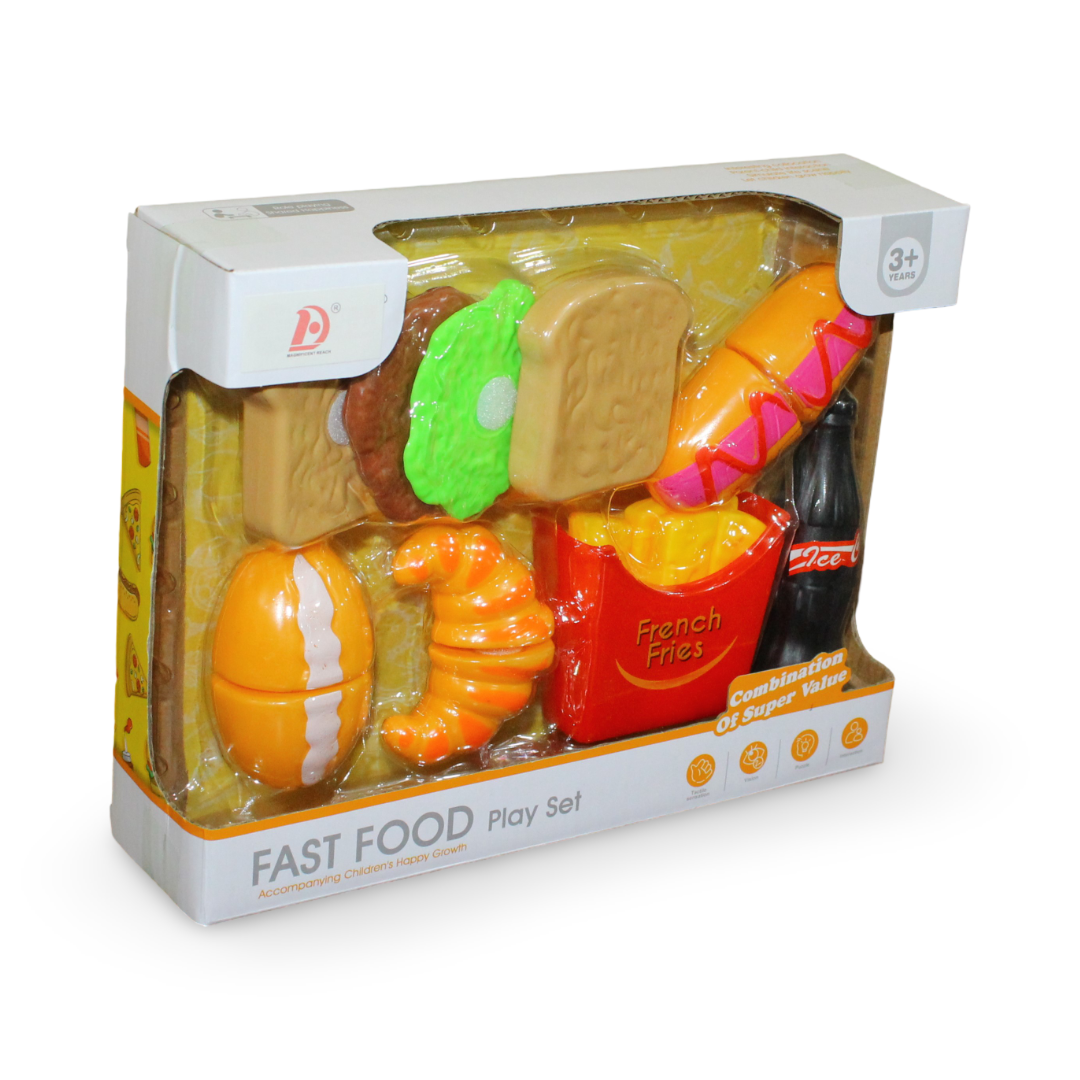 Fast Food Play Set – Burger & Hot Dog Set (14 Pieces) - Toys - OKO
