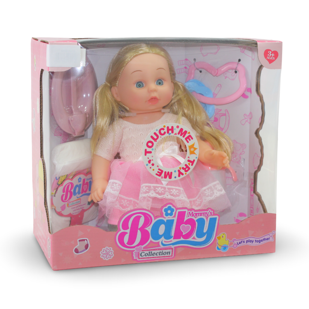 Baby Doll with Potty & Accessories – 35 cm Pink
