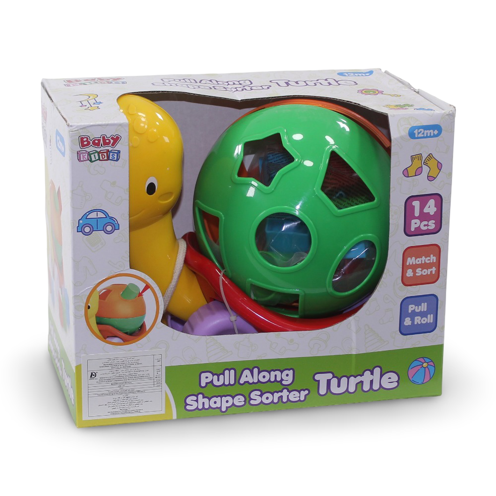Pull Along Shape Sorter Turtle – Educational Baby Toy (14 Pieces) - Toys - Baby Kids