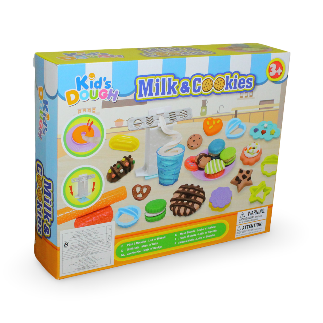 Kids Dough Milk & Cookies Modelling Set with Cookie Molds - Toys - OKO