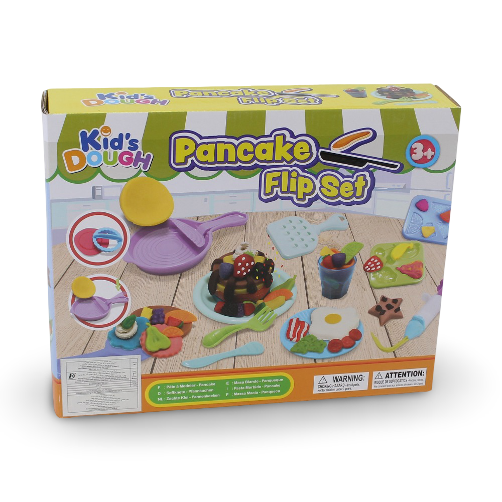 Kid’s Dough Pancake Flip Set – 4 Dough Cups with Accessories - Toys - OKO