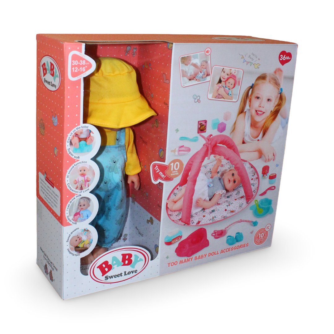 Baby Doll 35cm with 10 Melodies, Play Gym & Accessories - Toys - OKO