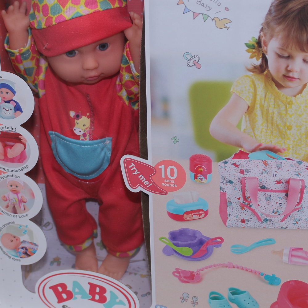 Baby Sweet Love Doll Play Set with Bag & Accessories – 35 cm & Multiple Sounds