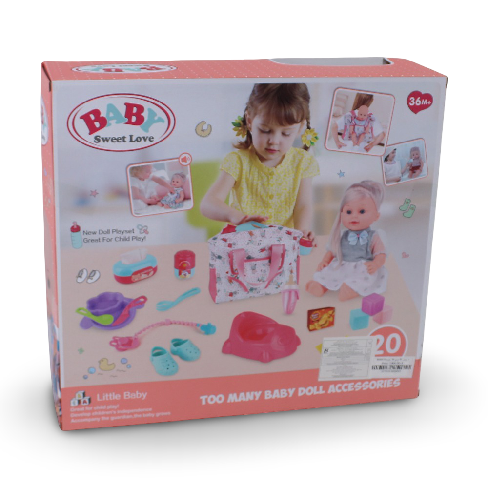 Baby Sweet Love Doll Play Set with Bag & Accessories – 35 cm & Multiple Sounds