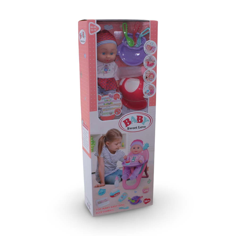 Baby Sweet Love Doll Play Set with High Chair & Accessories - Toys - OKO