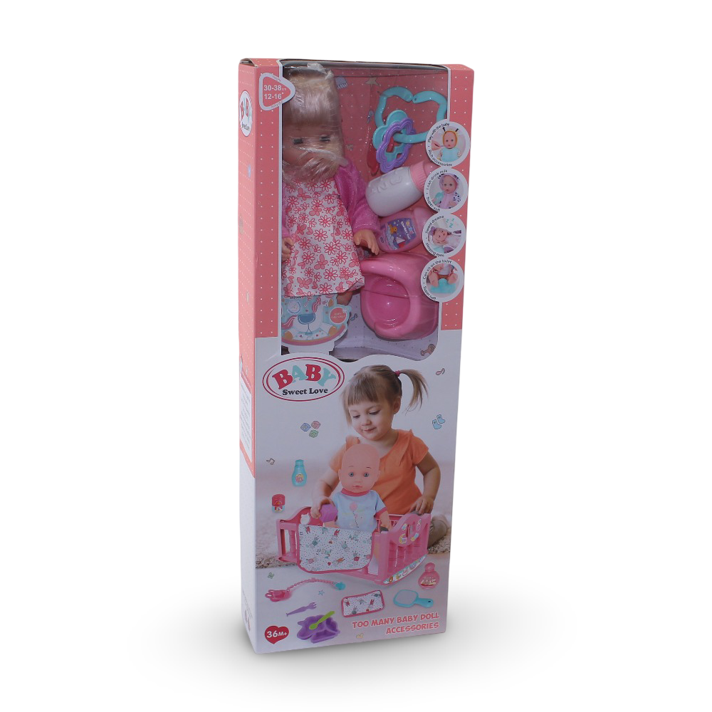 Baby Sweet Love Doll Play Set with Bed & Accessories - Toys - OKO