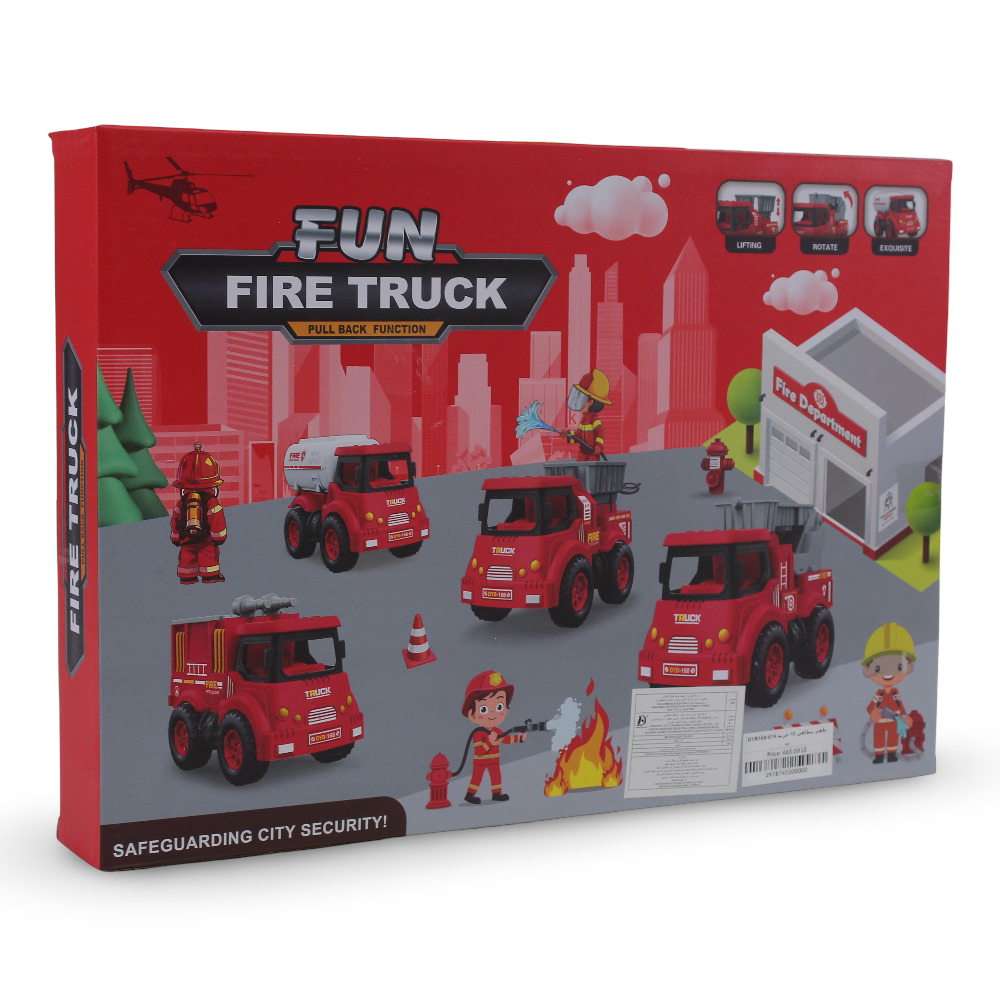 Fire Truck Toy Set – 10-Piece Pull-Back Rescue Vehicles