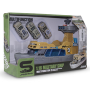 1:16 Military Ship Toy with Sound, Light & Mini Cars