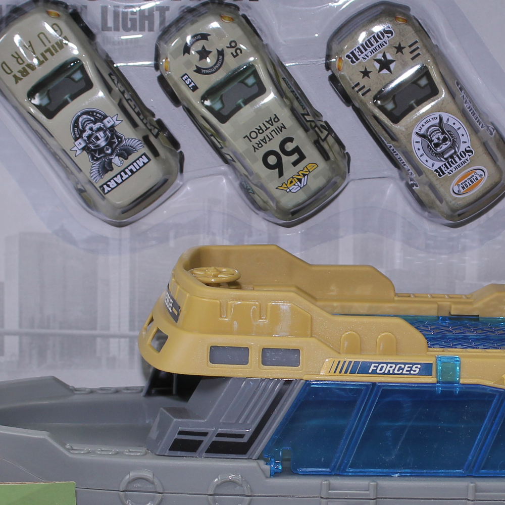 1:16 Military Ship Toy with Sound, Light & Mini Cars