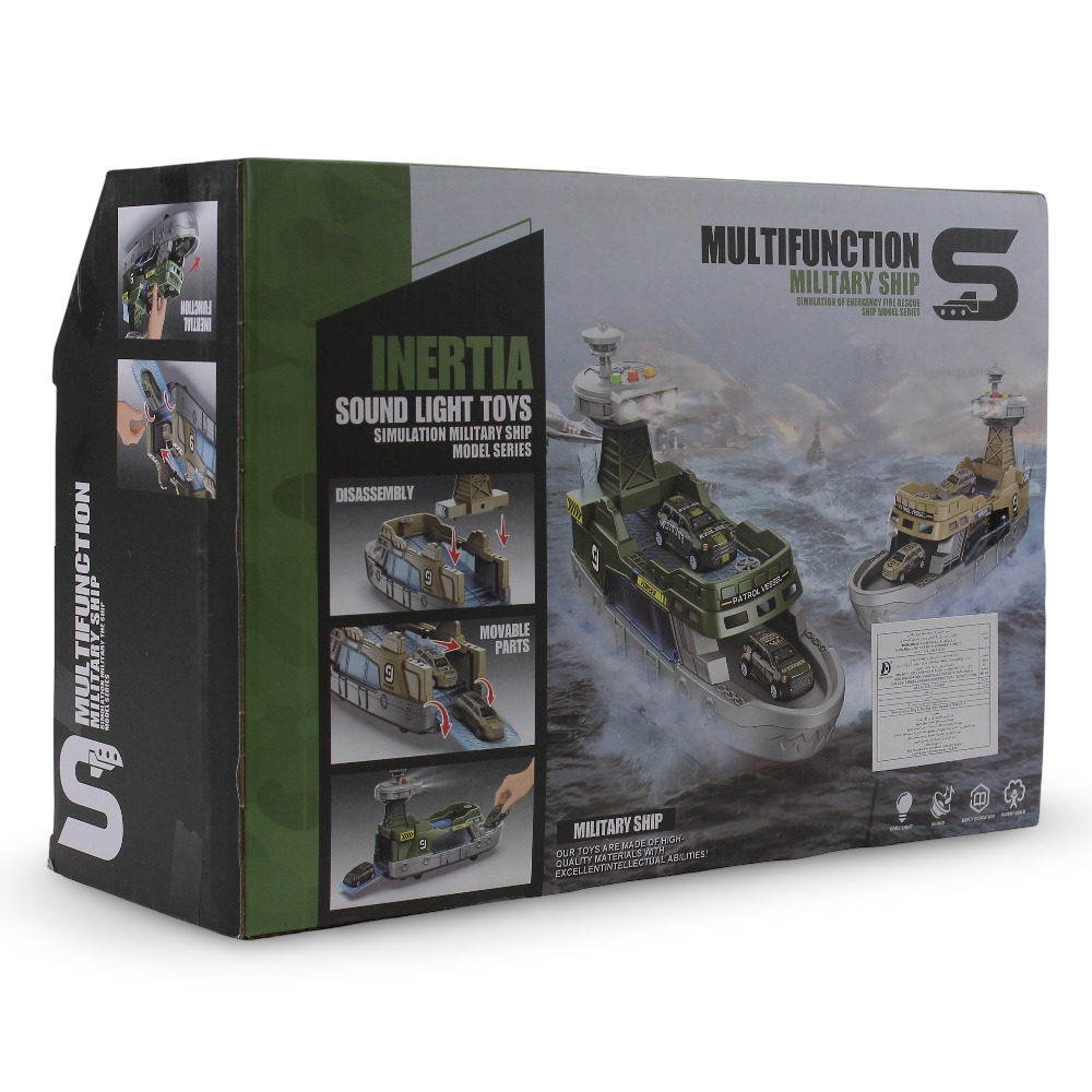 1:16 Military Ship Toy with Sound, Light & Mini Cars