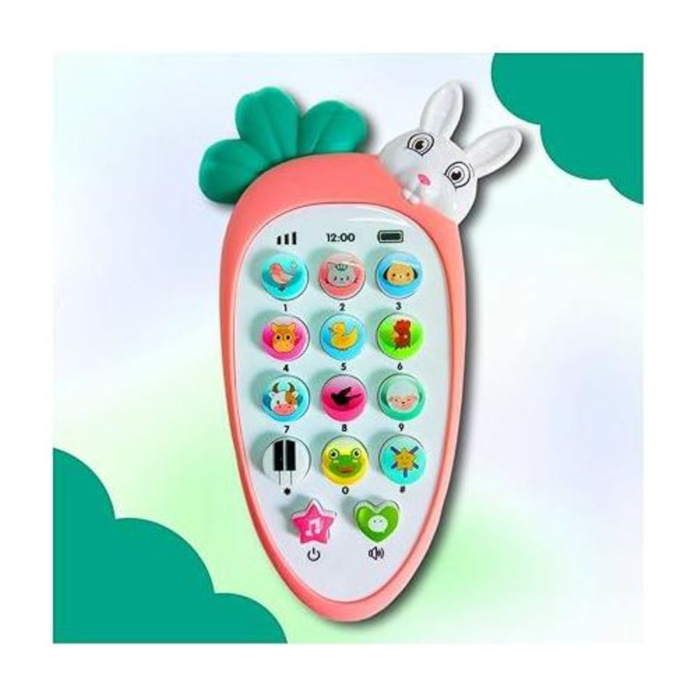 Carrot Phone Toy with Animal Sounds for Babies - Pink