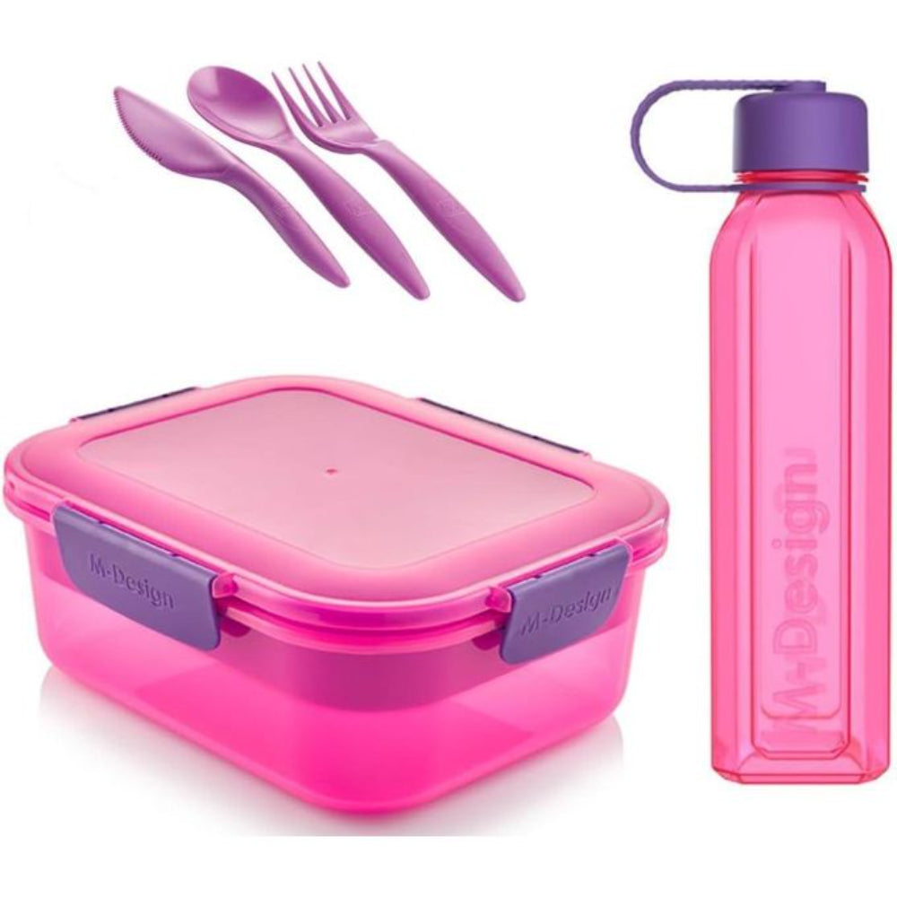 M-Design Lunch Set 800ml (Lunch Box & Bottle & 3 Pcs Cutlery Set)