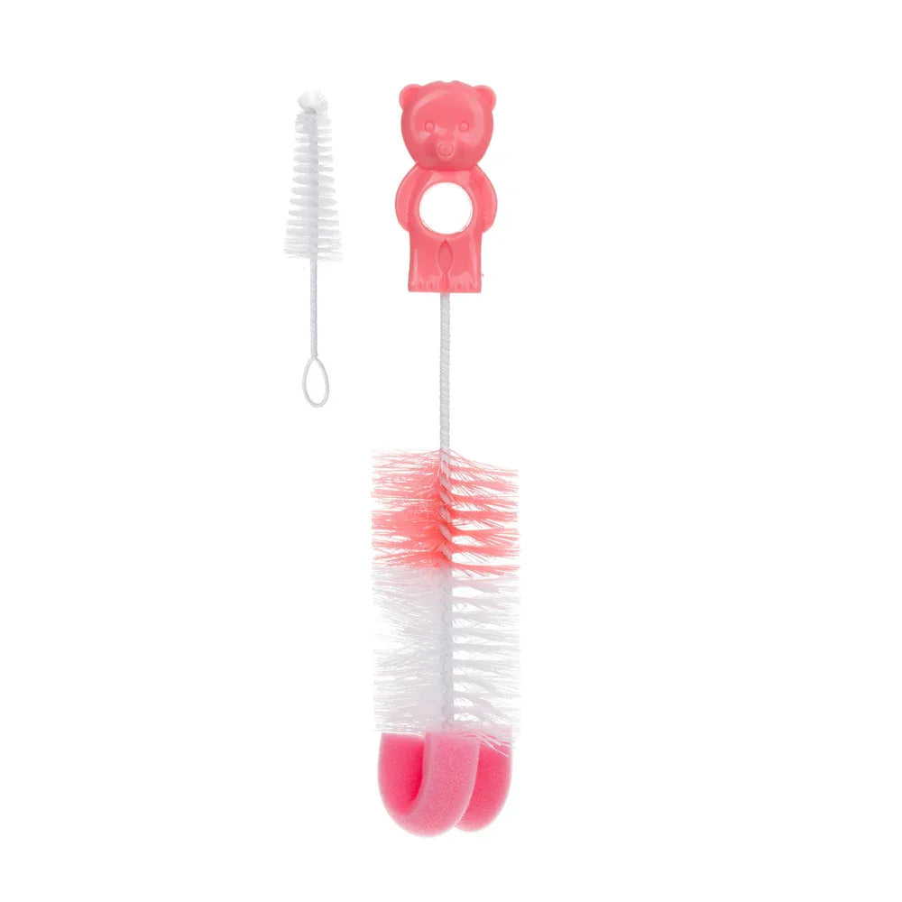 Canpol Babies Brush for Bottles and Teats with Sponge – Pink - Baby Essentials