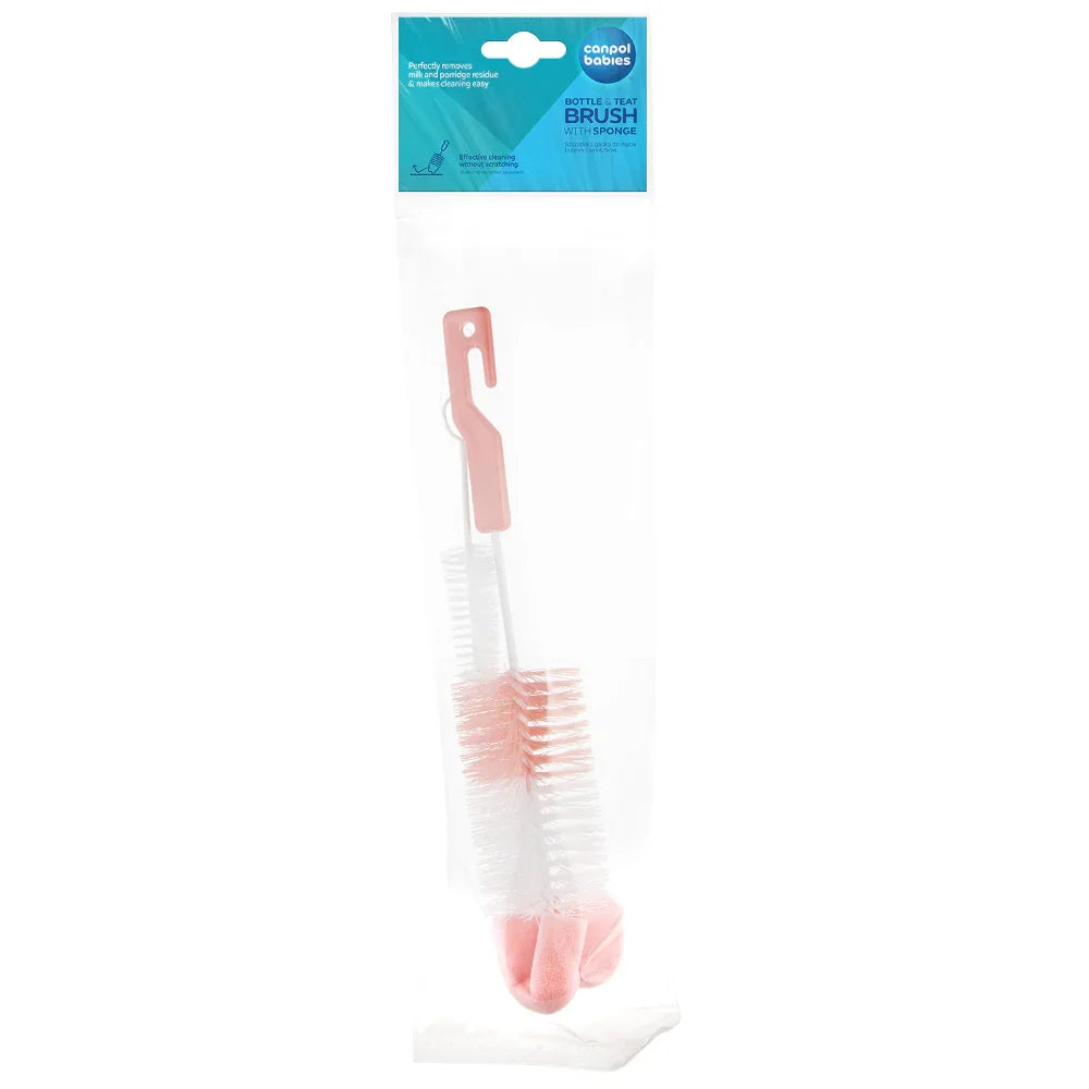 Canpol Babies Brush for Bottles and Teats with Sponge – Pink