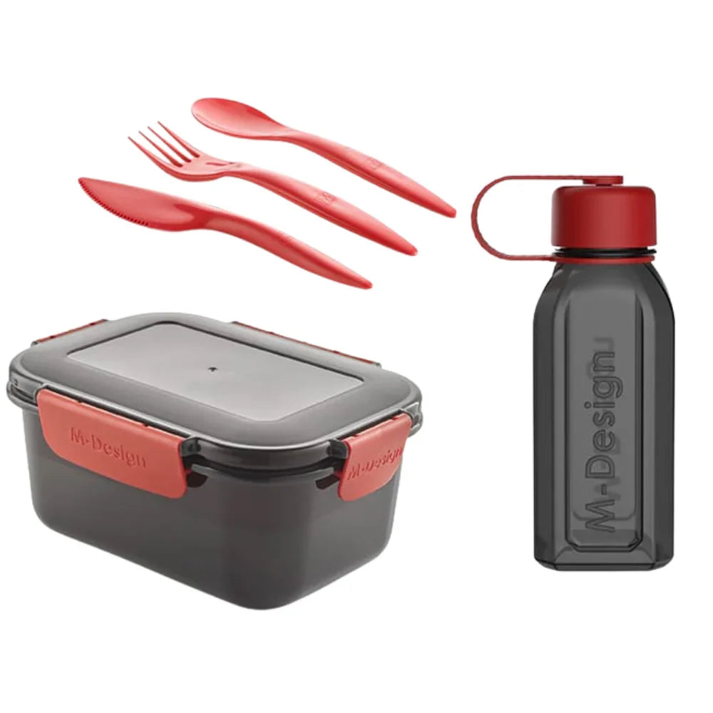 M-Design Lunch Set - 1.1 L Red/Black - School - M Design