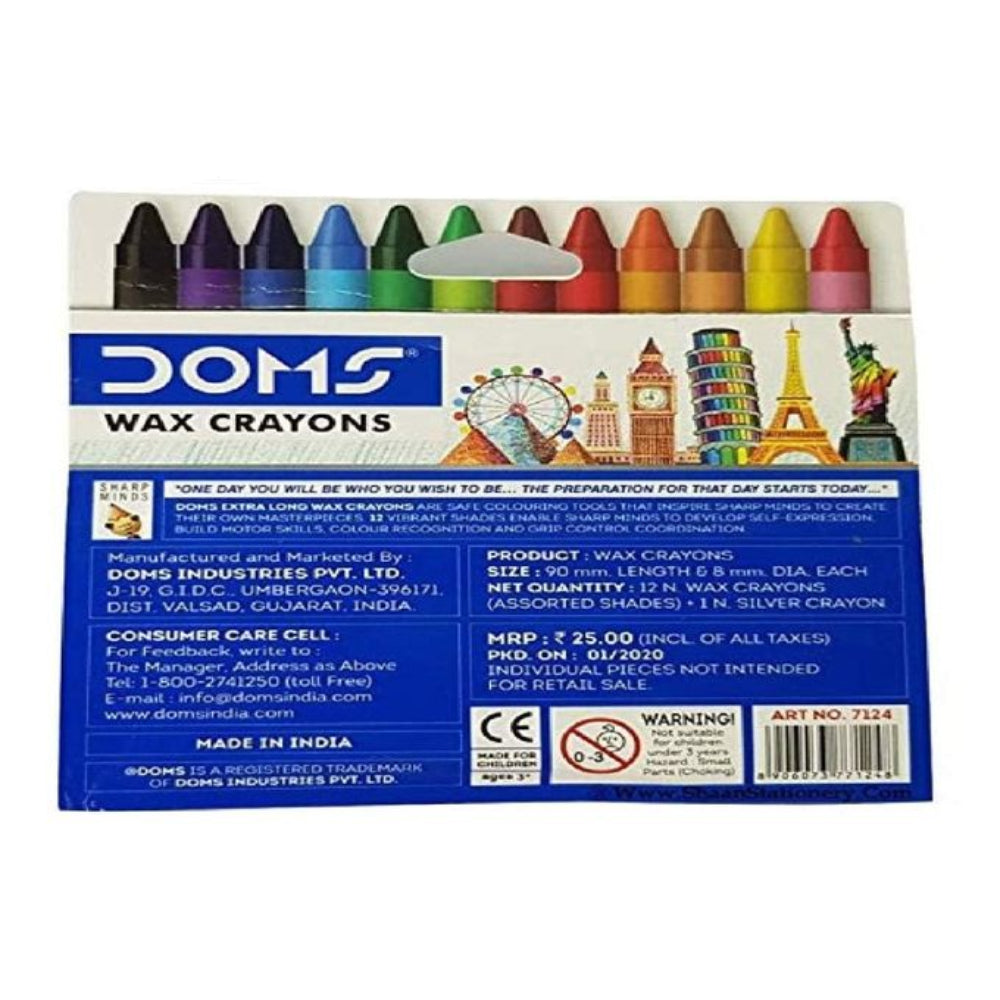 Doms Extra Long Wax Crayons (12 + 1 Shades)