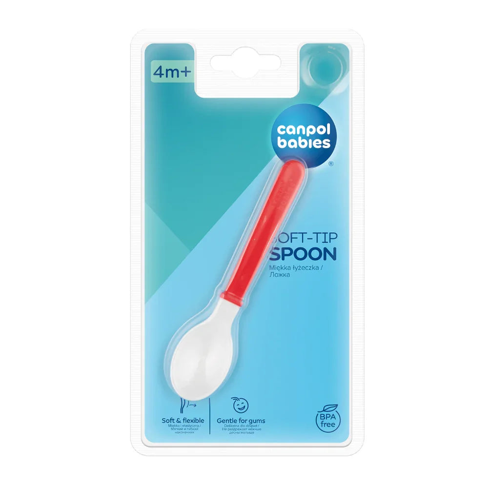 Conpol Babies Spoon with Rubber Tip – Red - Baby Essentials - Canpol Babies