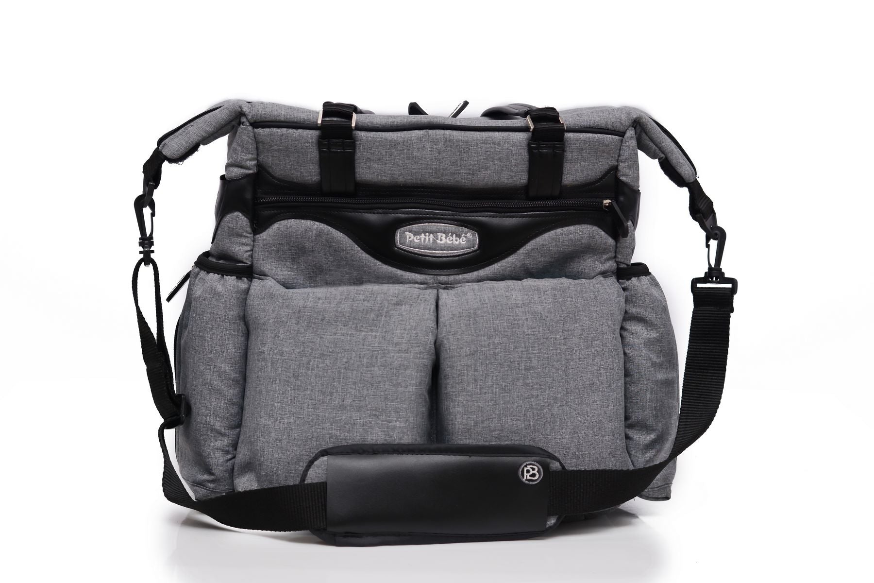 Petit Bebe Baby Diaper Bag Premium – Grey & Black