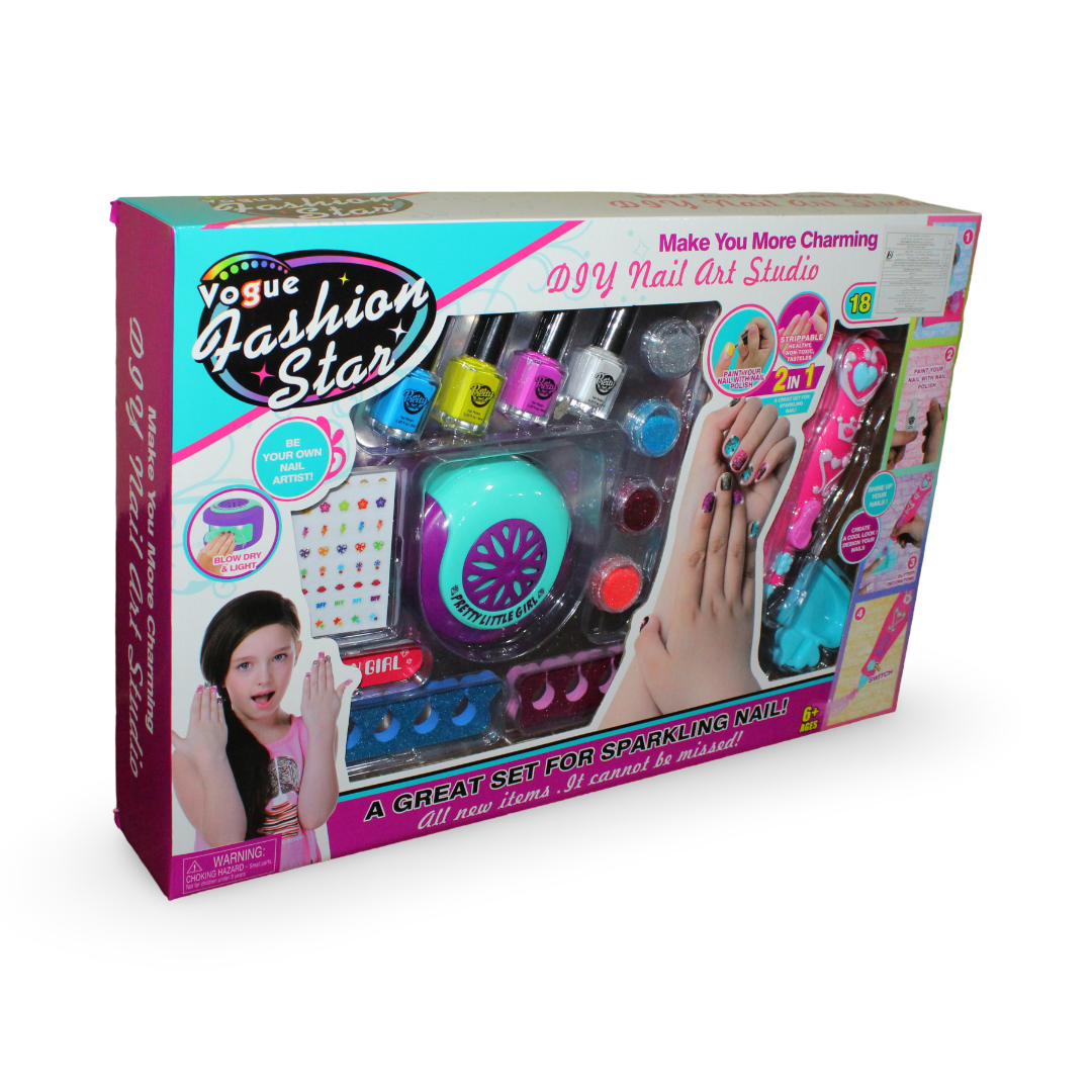 DIY Nail Art Studio Set with Gel Polish & Glitter Pen - Toys - OKO