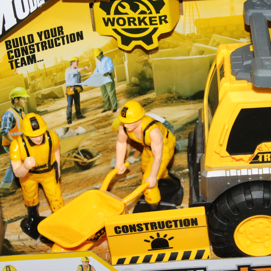 City Construction Dump Truck with Light, Sound & Worker Figures