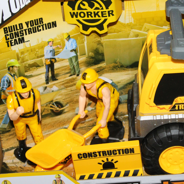 City Construction Dump Truck with Light, Sound & Worker Figures