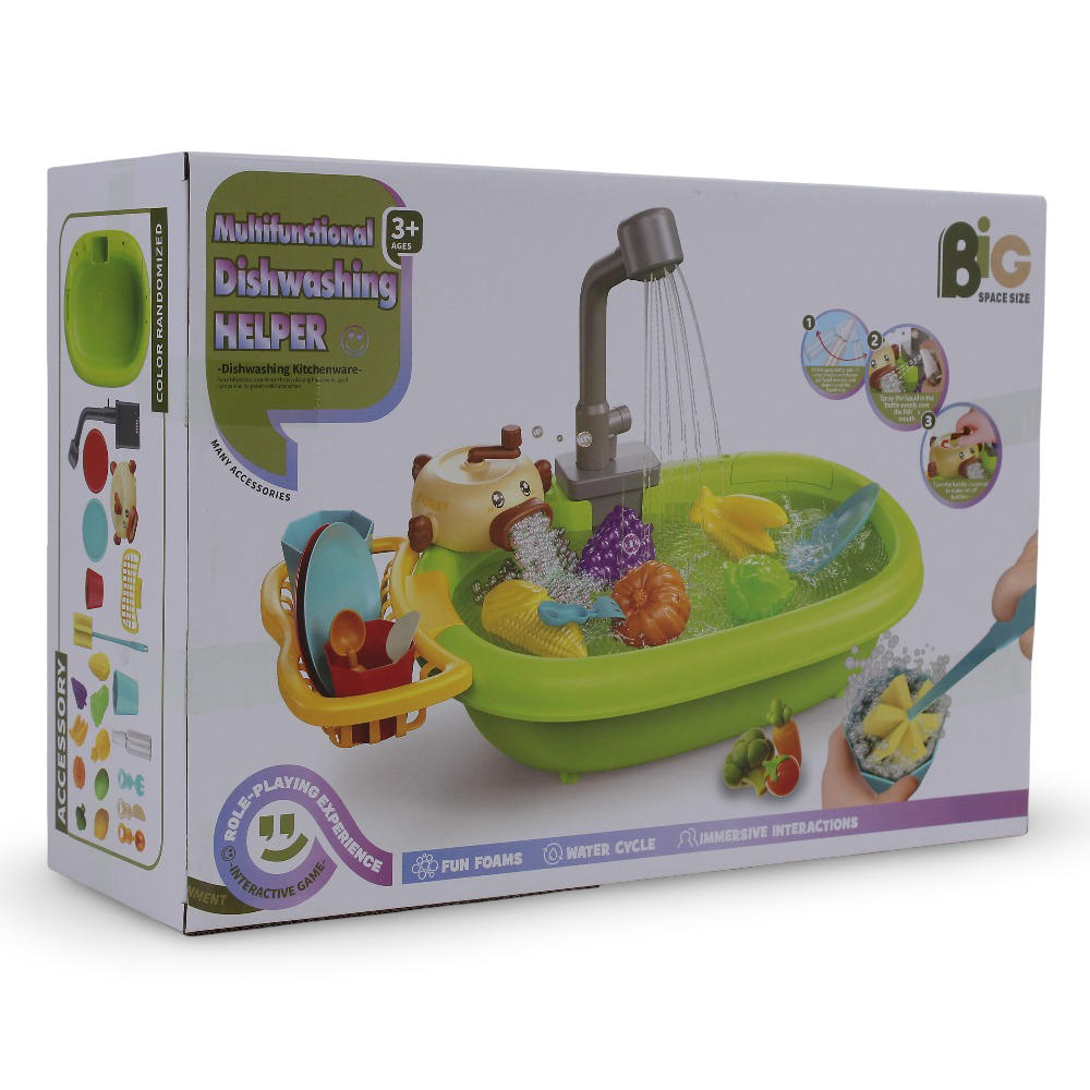 Dishwashing Sink Playset with Accessories and Running Water