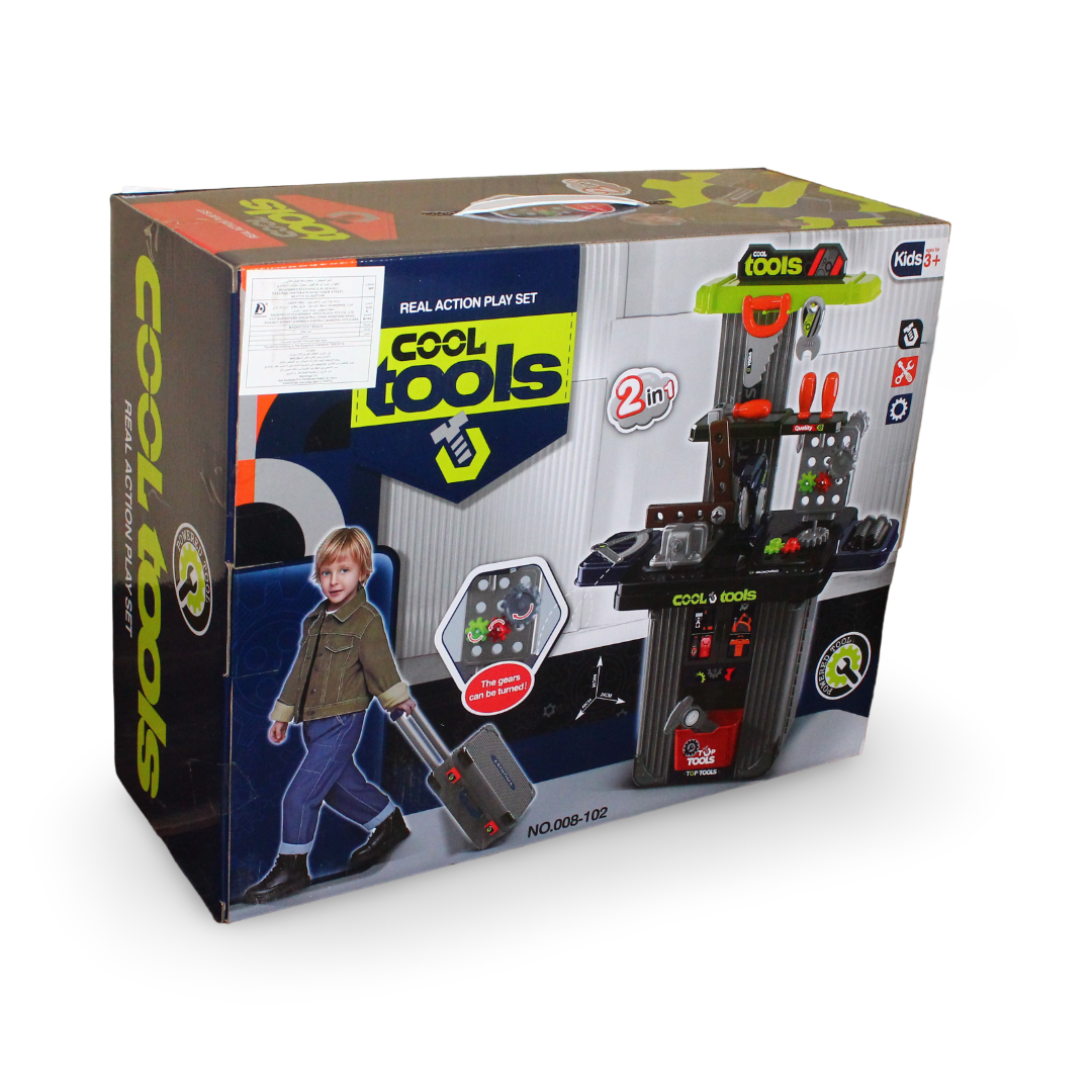 2-in-1 Tool Workbench Play Set with Rolling Storage Case