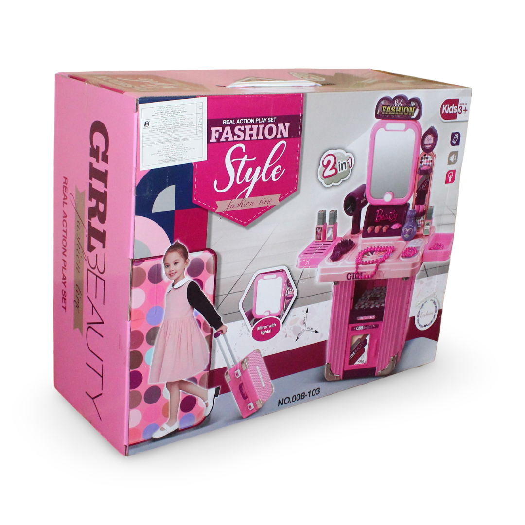 2-in-1 Beauty Fashion Vanity Trolley with Light & Music