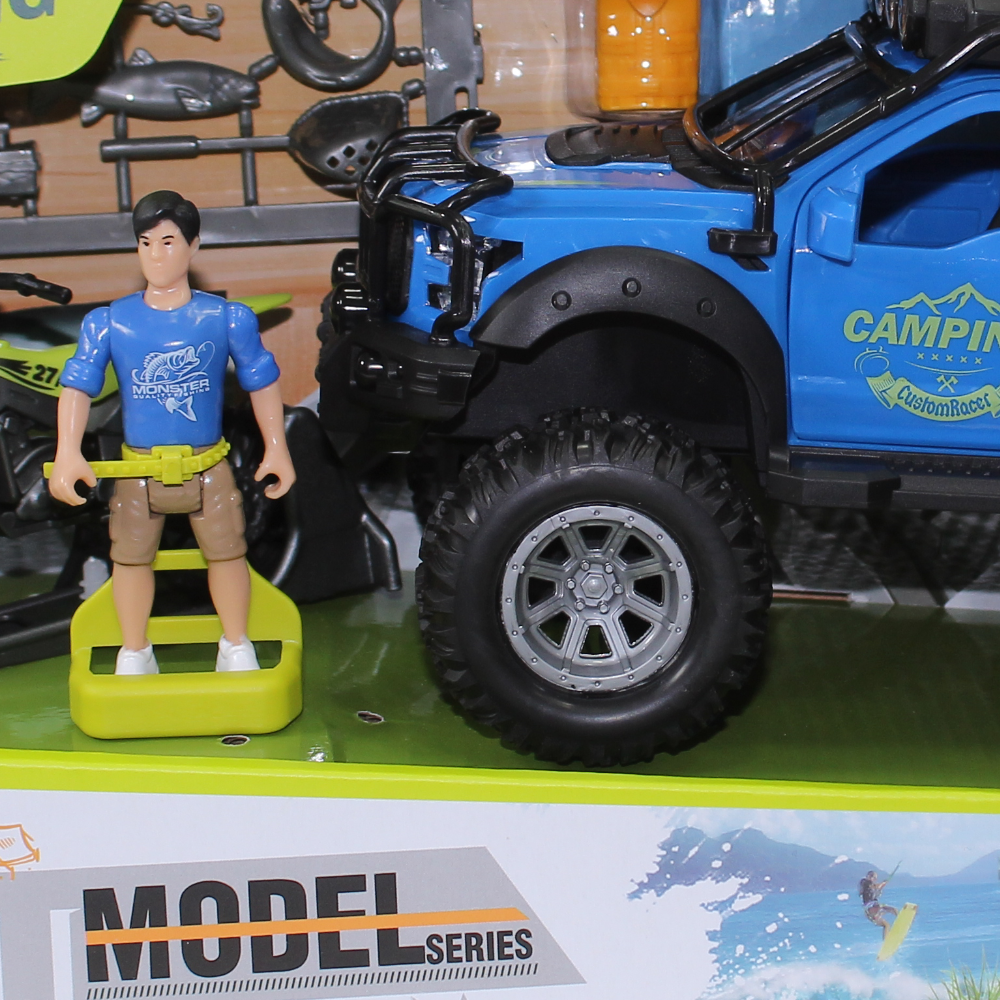 Camping Adventure Jeep Toy Set with Light, Sound & Motorcycle