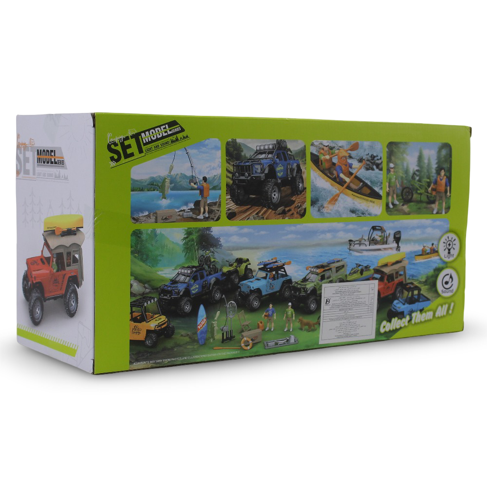 Camping Adventure Jeep Toy Set with Light, Sound & Motorcycle