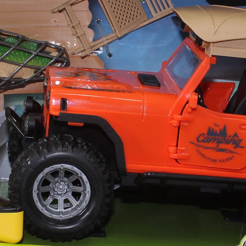 Camping Adventure Jeep Toy with Light, Sound & Fishing Accessories