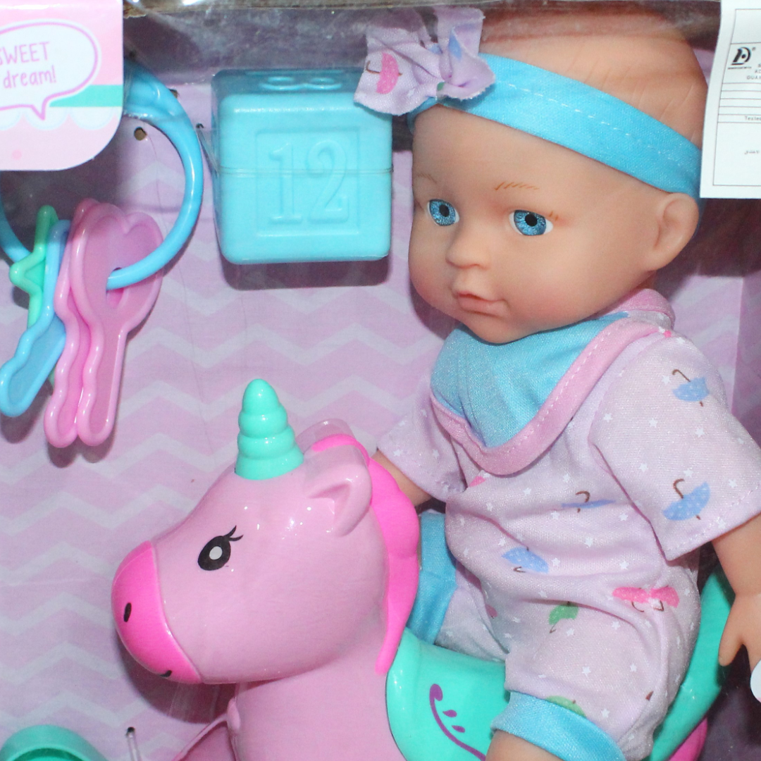 Baby Doll – 30 cm with Rocking Horse & Accessories