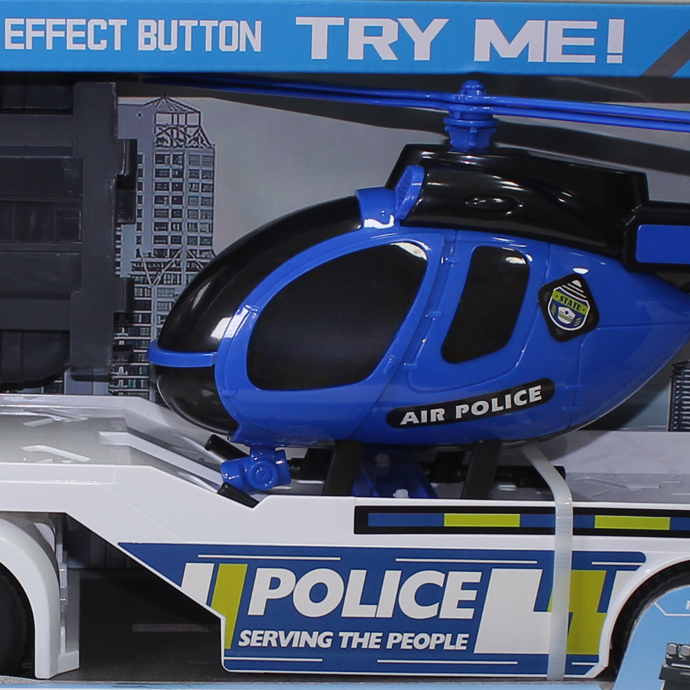 Police Transport Truck with Helicopter – Light & Sound Effects