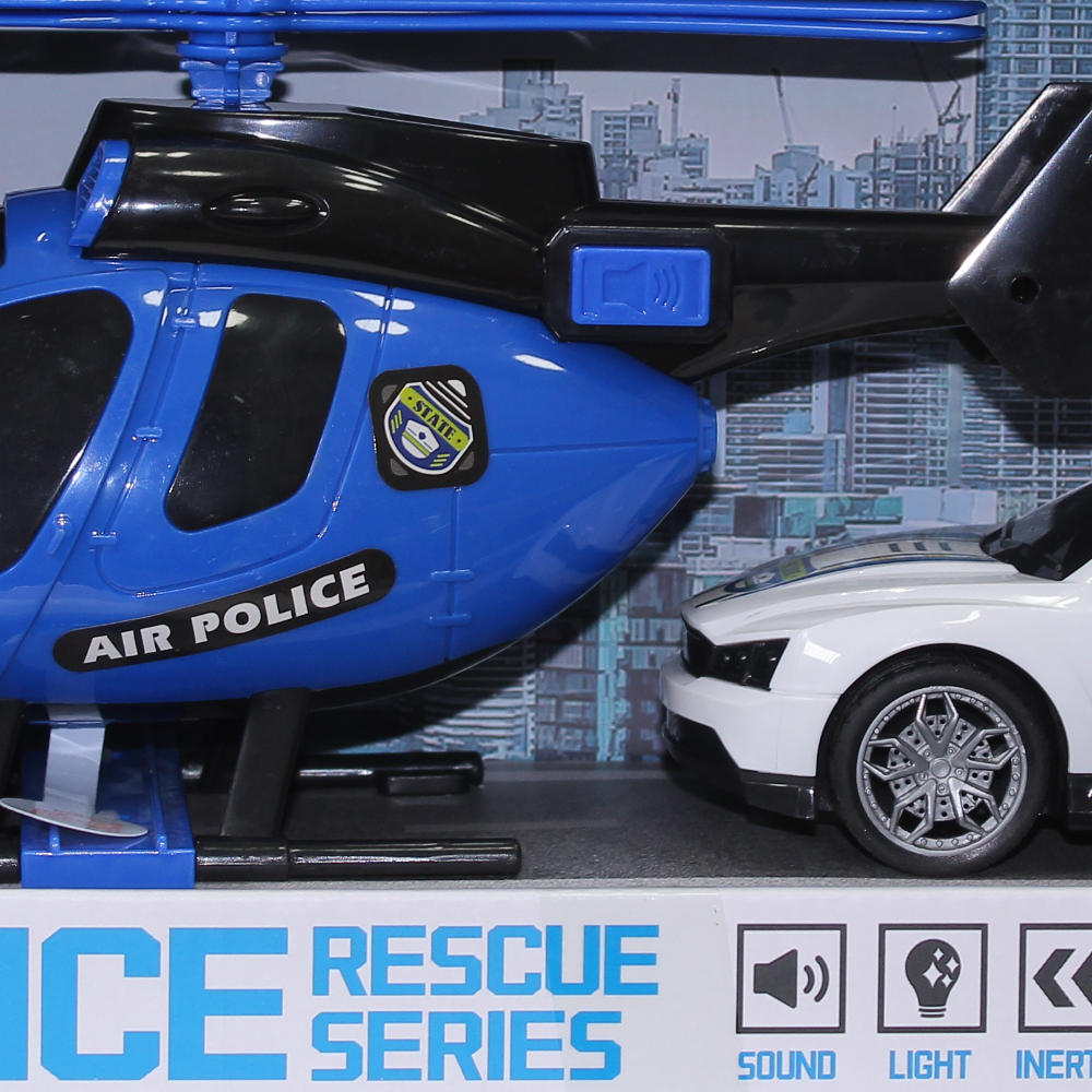 Police Rescue Set with Helicopter & Car – Light & Sound Effects