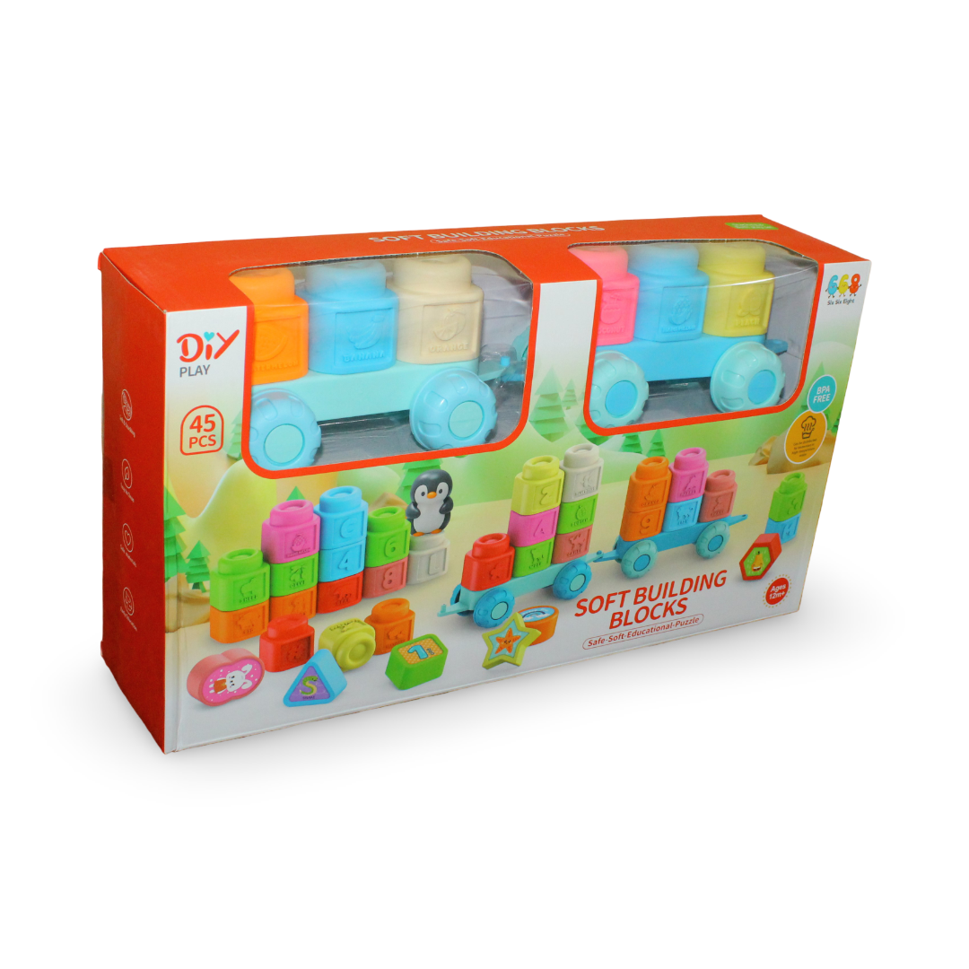 Soft Building Blocks Train Set – 45 Pcs