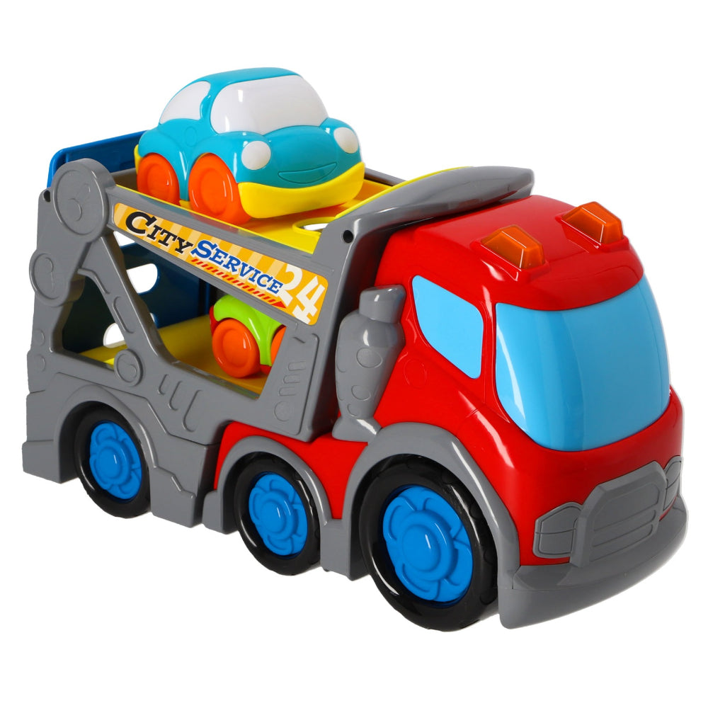 Kiddy Go Busy City Transport Truck with Light and Sound and with 2 Small 9cm Cars