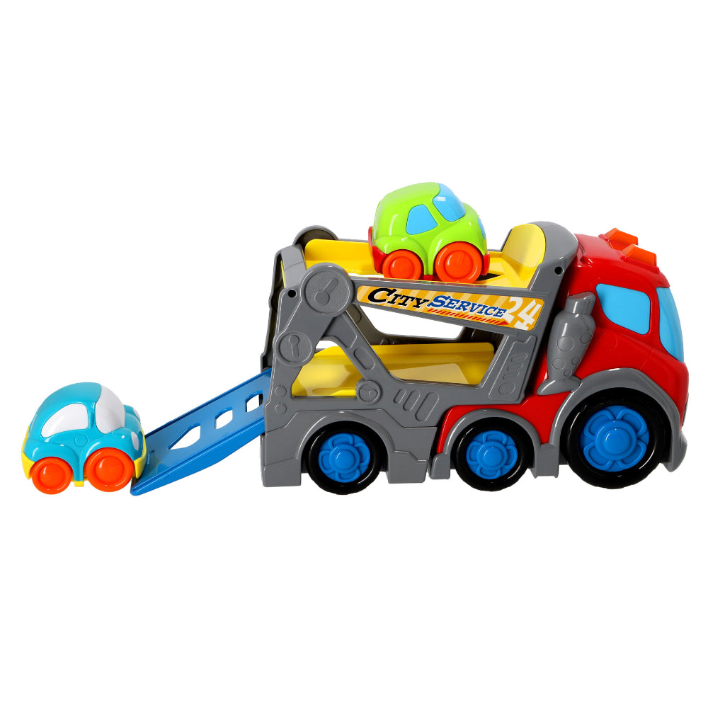 Kiddy Go Busy City Transport Truck with Light and Sound and with 2 Small 9cm Cars