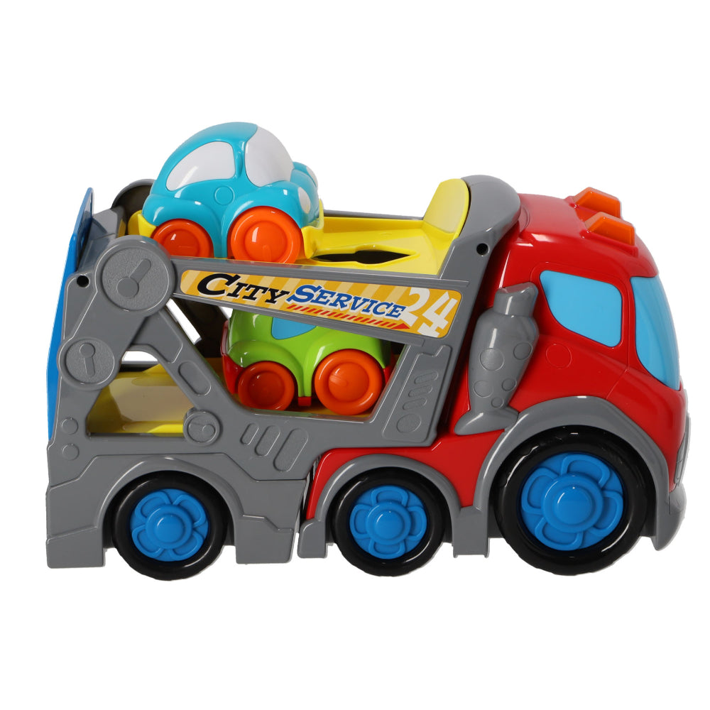 Kiddy Go Busy City Transport Truck with Light and Sound and with 2 Small 9cm Cars